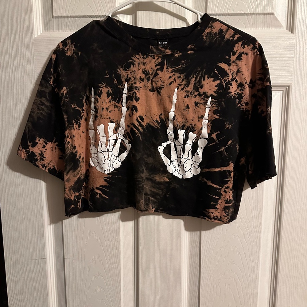 SHEIN Black and Brown Tie-Dye Top